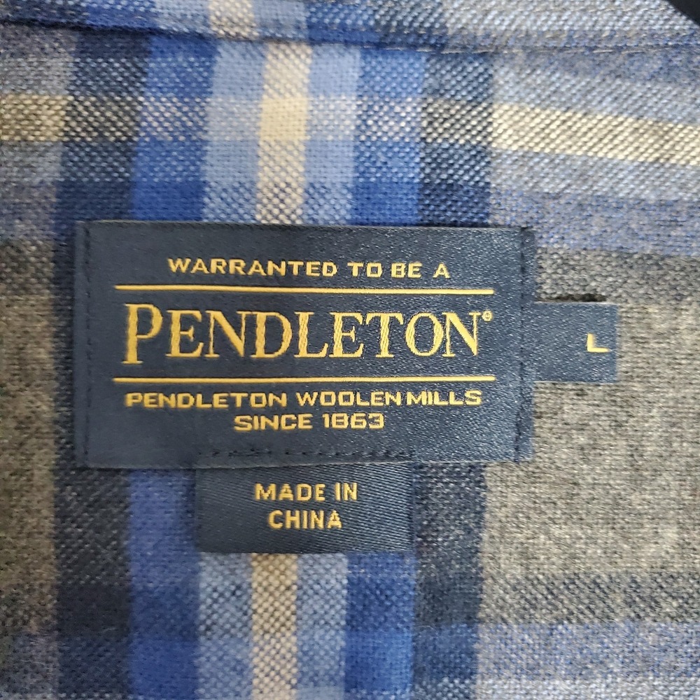 Pendleton Shirt Mens Large Blue Plaid Mason Flannel Button Up Outdoors Work NWT - Picture 3 of 7